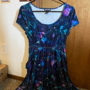 Velvet Galaxy Print Dress